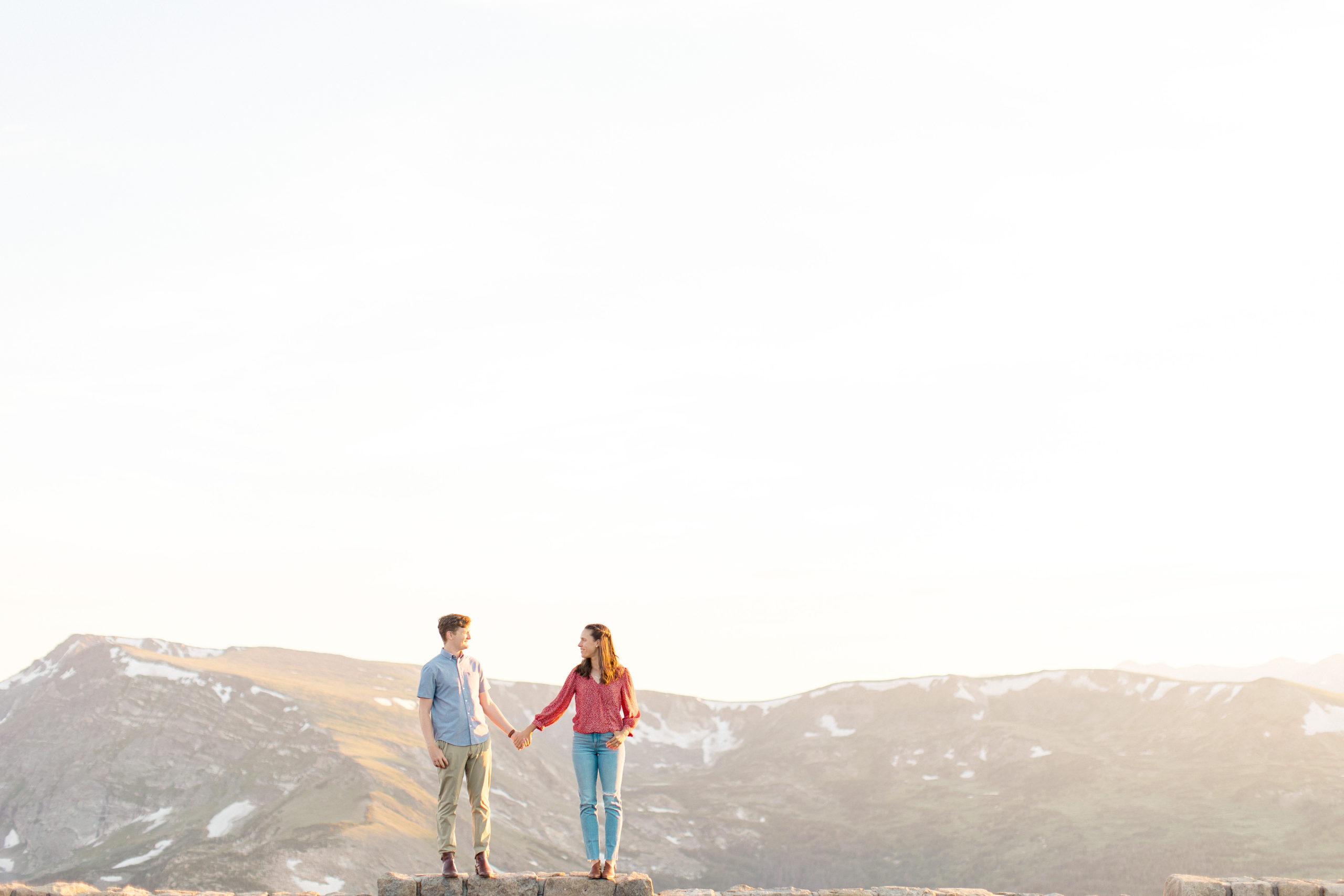 engagement photo of couple on Trail Ridge road in Rocky Mountain National Park