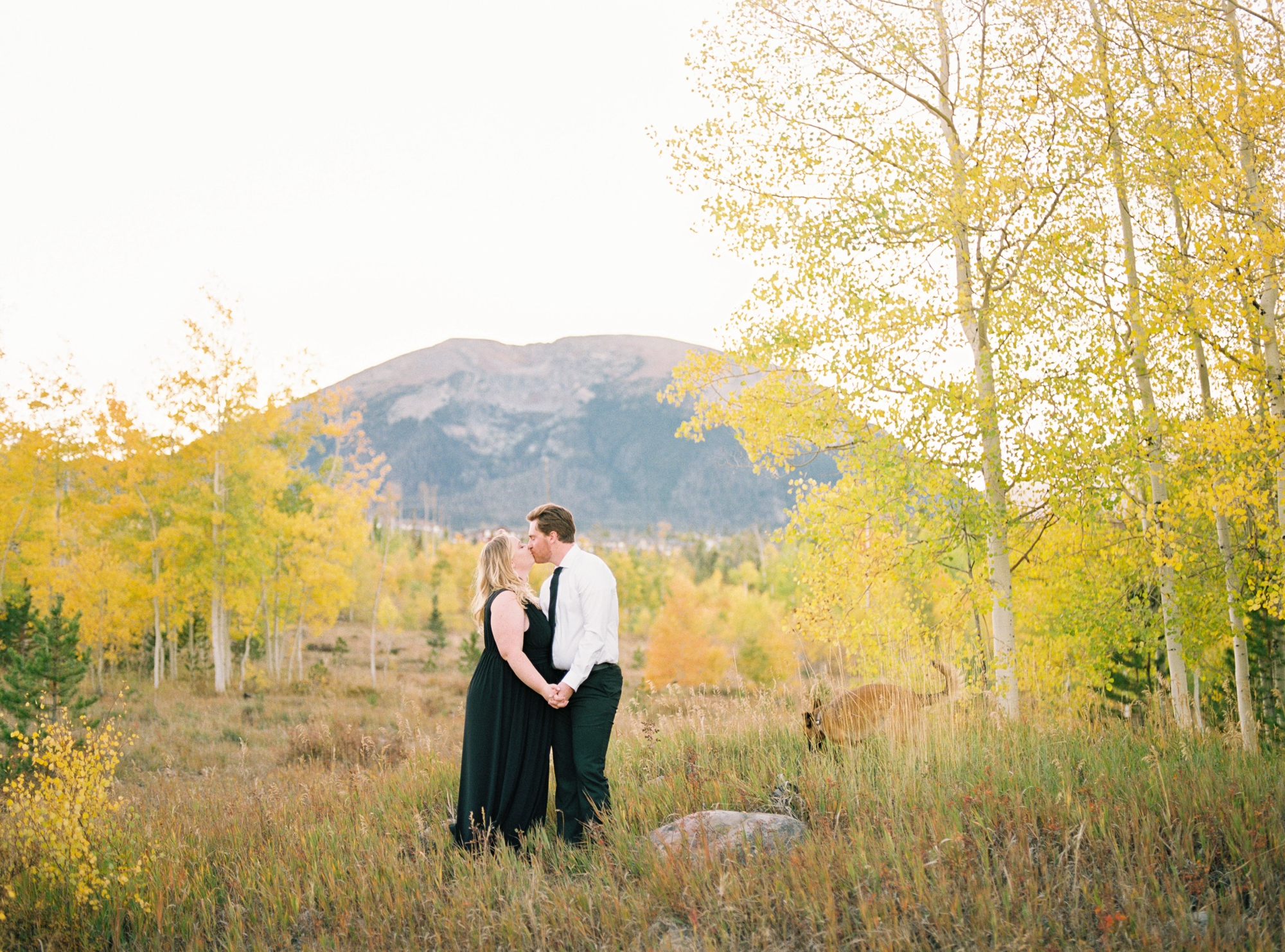Breckenridge Engagement photo of couple in the Fall aspen colors