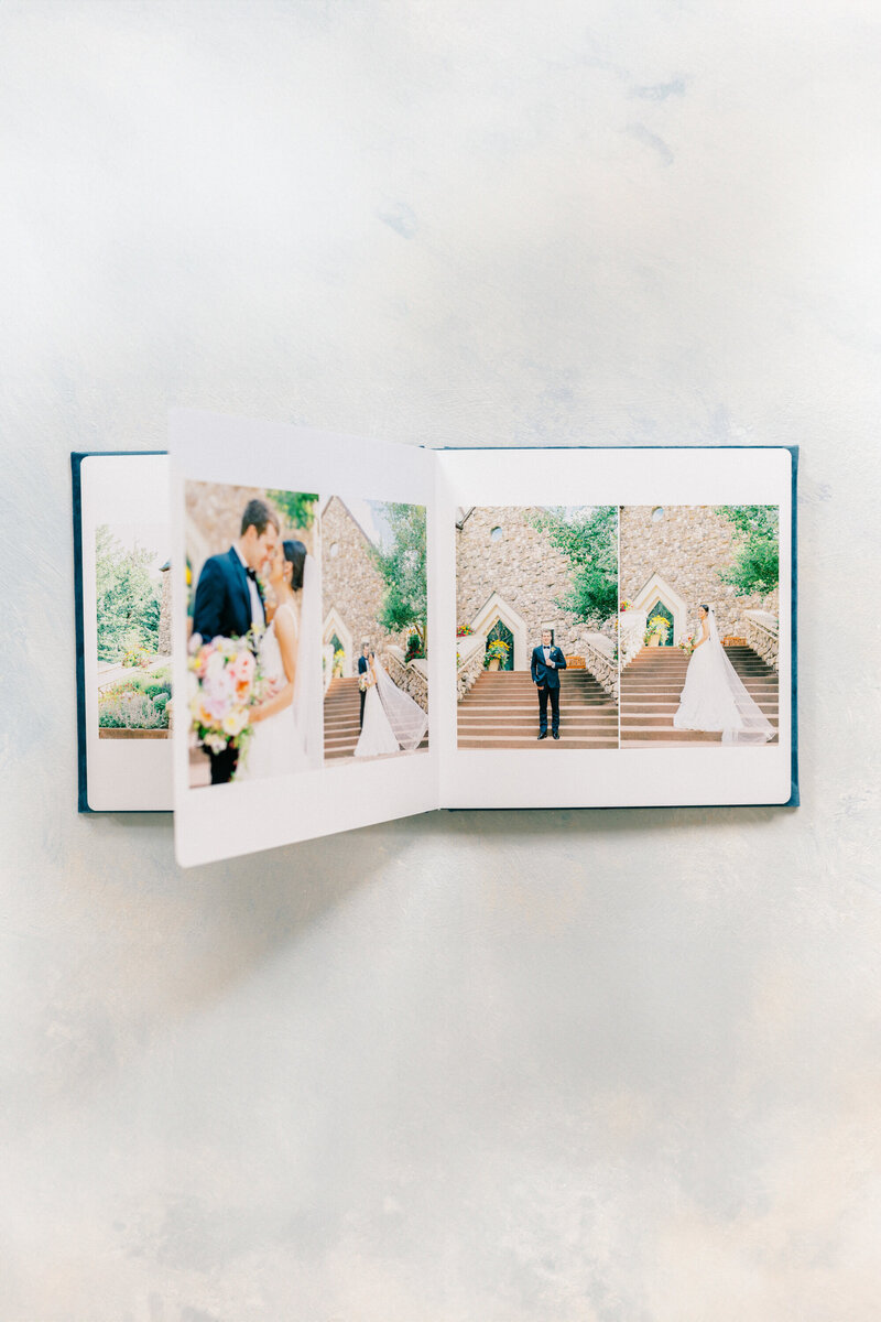 A custom designed and printed wedding album by Taylor Nicole Photography.